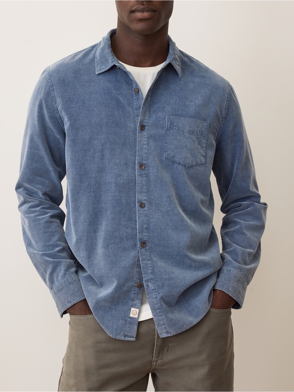Marine Layer Men’s Lightweight Corduroy Button-Up Shirt Indigo Blue Size L